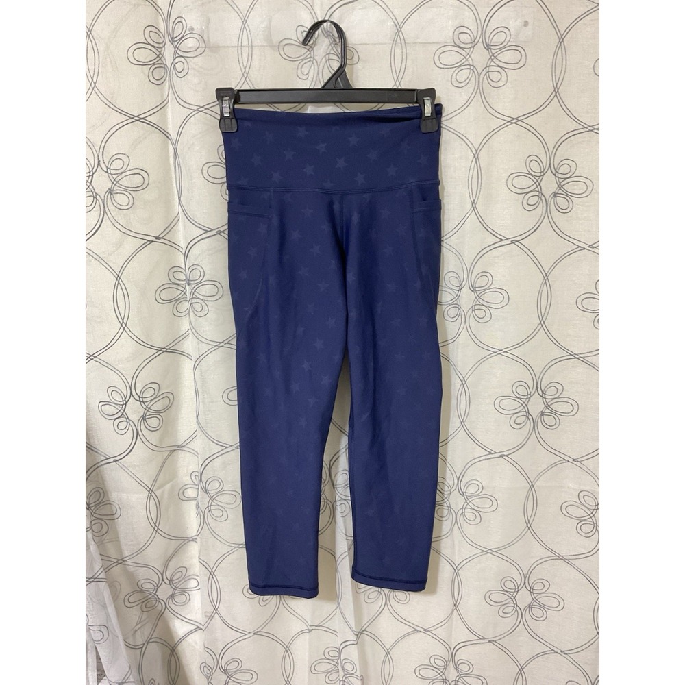 Women's Old Navy Power Soft Capri Workout Pants Blue With Stars Size Small